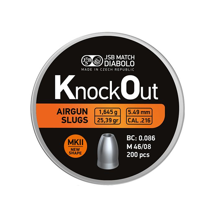 Airgun Slugs JSB Knock Out MKII 5.5 mm HP 25.39 grain (.216)