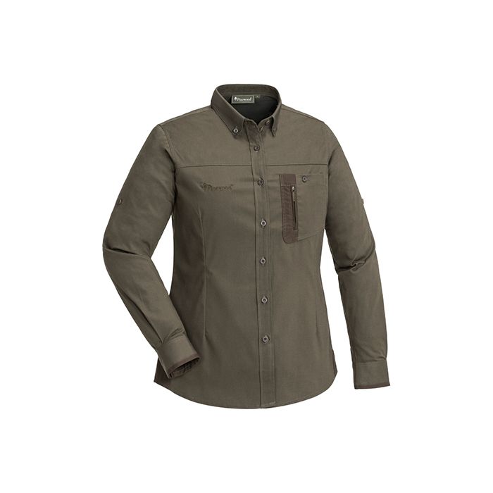 Blouse Pinewood Tiveden Insect-Stop Ladies Olive / Suede Brown