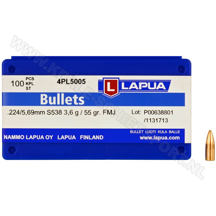 Bullets Lapua .224 FMJ 55 grain