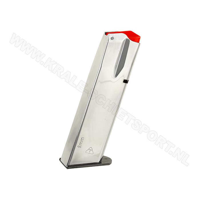 Magazine Tanfoglio Small Frame Chrome + Black pad 9 mm 15 rounds