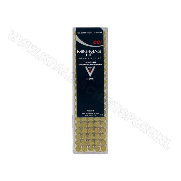 Ammunition CCI Mini Mag HV .22 LR Copper Plated HP 36 Grain