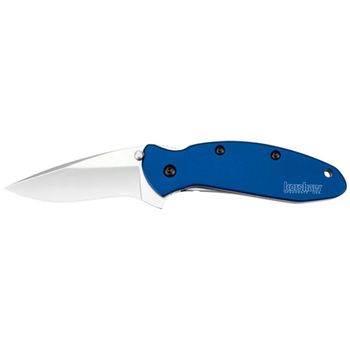Pocket Knife Kershaw Scallion Navy Blue Left Open