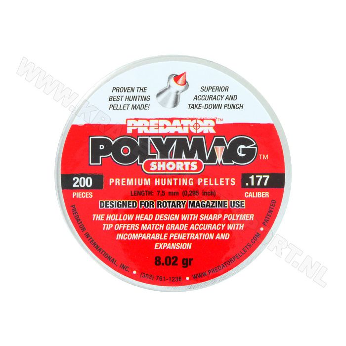Airgun Pellets Predator Polymag Shorts 4.5 mm 8.02 grain