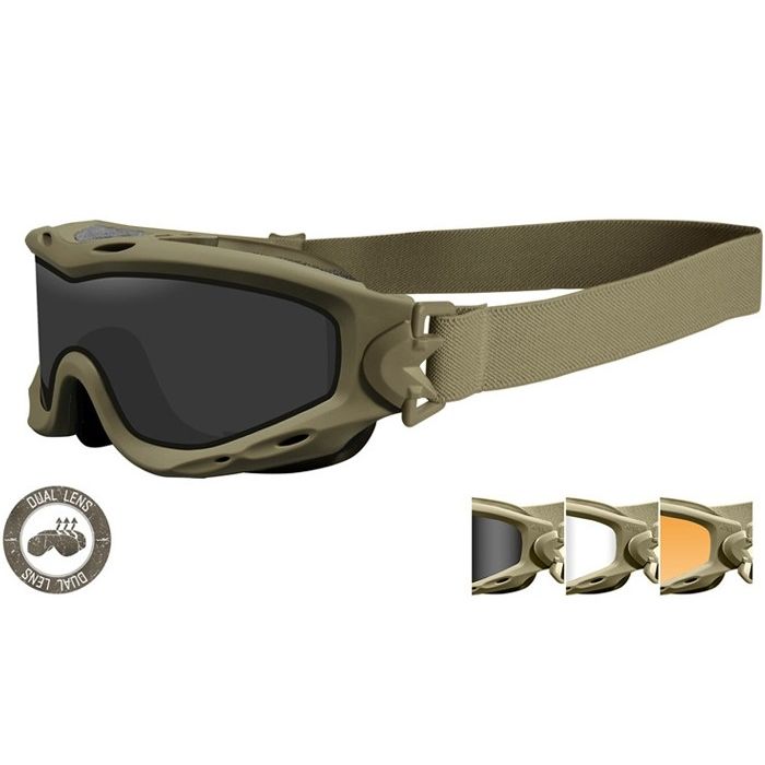 Goggles Wiley X Spear Dual Lens Smoke/Clear/Rust Tan Frame