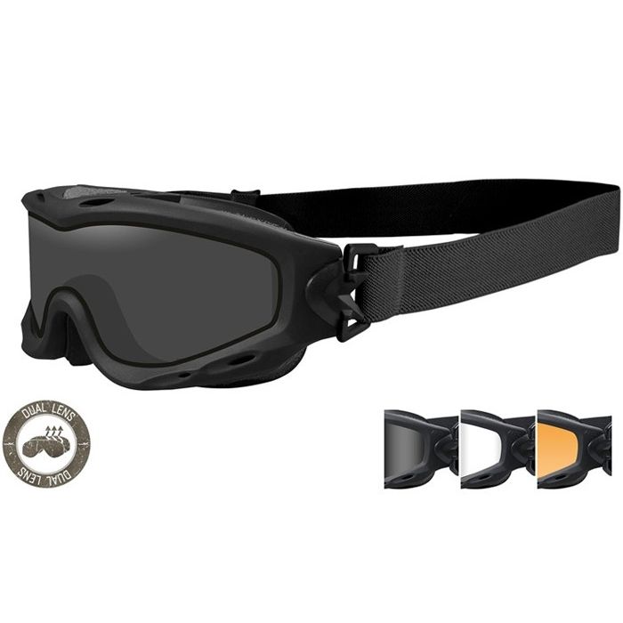 Goggles Wiley X Spear Dual Lens Smoke/Clear/Rust Black Frame