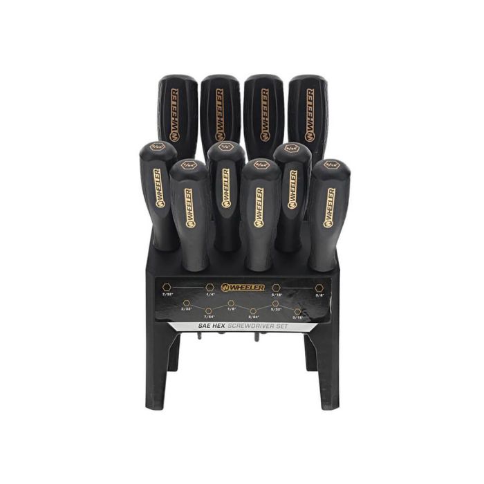 Screwdriver Set Wheeler Benchtop Sae Hex 10 Piece