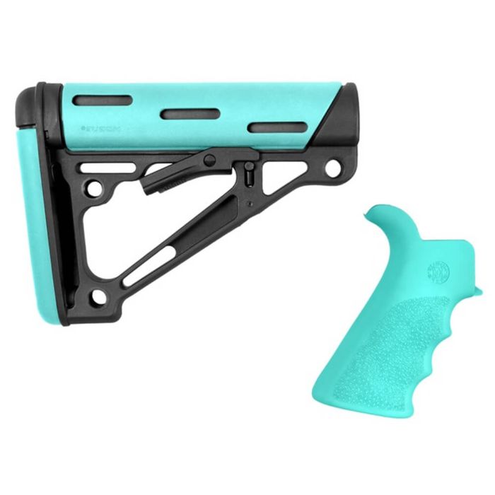 Stock Hogue AR15 OMCB Mil-Spec with grip Aqua