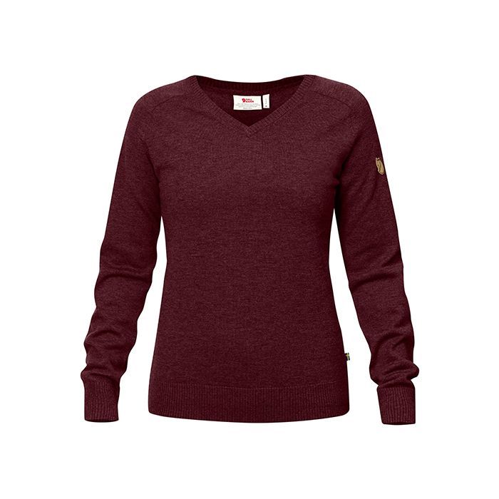 Sweater Fjällräven Sörmland V-Neck Women Dark Garnet