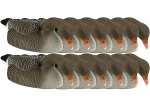 Decoy Greylag Goose Flocked Foraging Stackable 12-pack