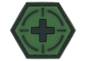 Patch JTG 3D PVC hexagon Tactical Medic Red Cross - Forest