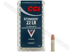 Kogelpatronen CCI Stinger HV .22 LR Copper Plated HP 32 Grain