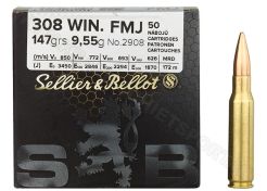 Kogelpatronen Sellier & Bellot .308 Win FMJ 147 grain