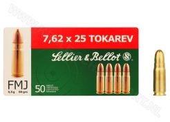 Kogelpatronen Sellier & Bellot 7.62x25 Tokarev FMJ 85 grain