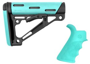 Stock Hogue AR15 OMCB Mil-Spec with grip Aqua