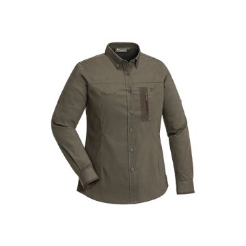 Blouse Pinewood Tiveden Insect-Stop Ladies Olive / Suede Brown