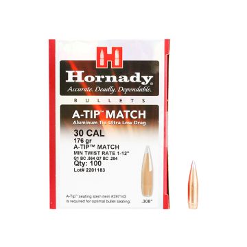 Kogelkoppen Hornady A-Tip Match .30 BT 176 grain