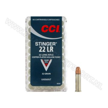 Kogelpatronen CCI Stinger HV .22 LR Copper Plated HP 32 Grain