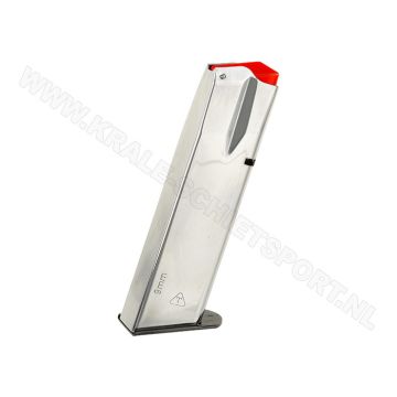 Magazine Tanfoglio Small Frame Chrome + Black pad 9 mm 15 rounds