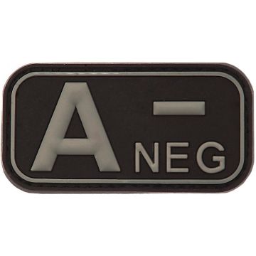 Patch 3D PVC Bloedgroep A- Negatief Black