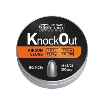 Airgun Slugs JSB Knock Out 5.5 mm HP 25.39 grain (.216)