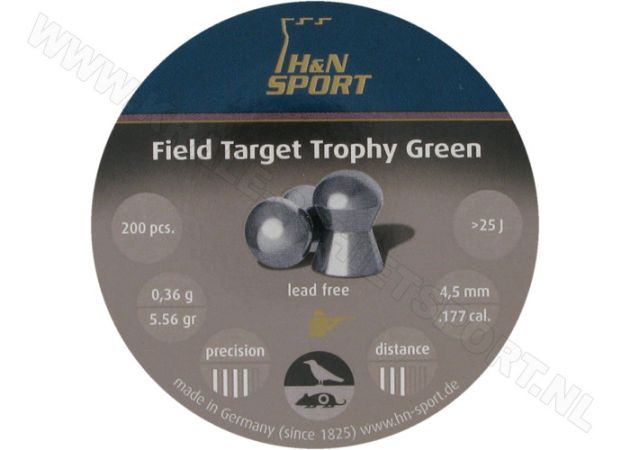 Luchtdrukkogeltjes H&N Field Target Trophy Green 4.5 mm 5.56 grain