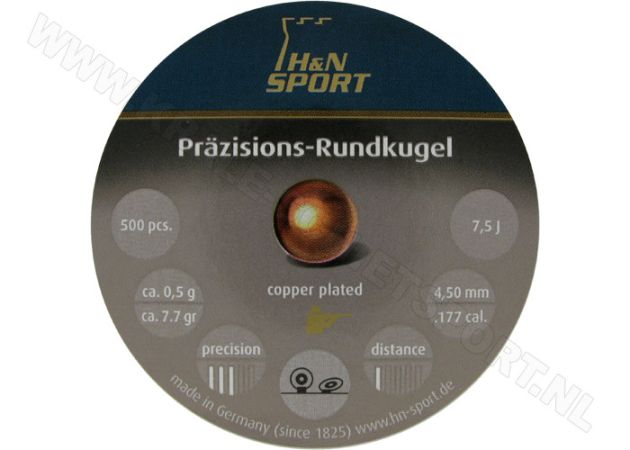 Luchtdrukkogeltjes H&N Rundkugel verkoperd 4.5 mm 7.7 grain