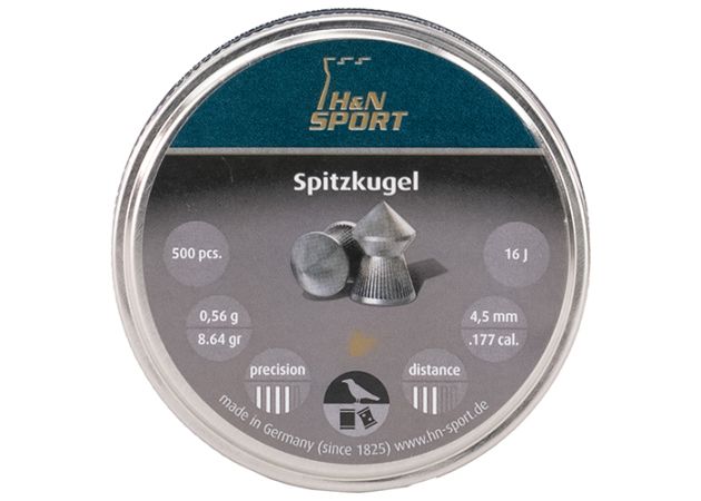 Pallottole H&N SPITZ KUGELN Calibro 4,5mm - Confezione Da 500, Per Caccia E Tiro A Media Distanza - Foto 3
