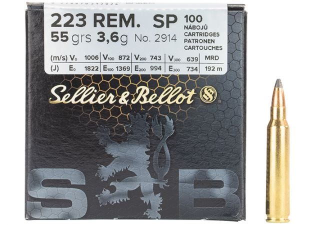 Kogelpatronen Sellier & Bellot .223 Rem SP BULK 55 grain