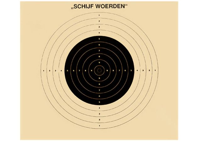 Groot kaliber geweer schijf 100 m Woerden S met sleuf 45x39.5