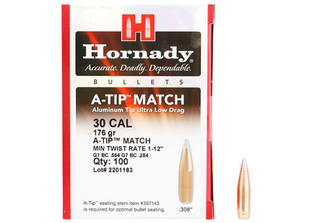 Kogelkoppen Hornady A-Tip Match .30 BT 176 grain