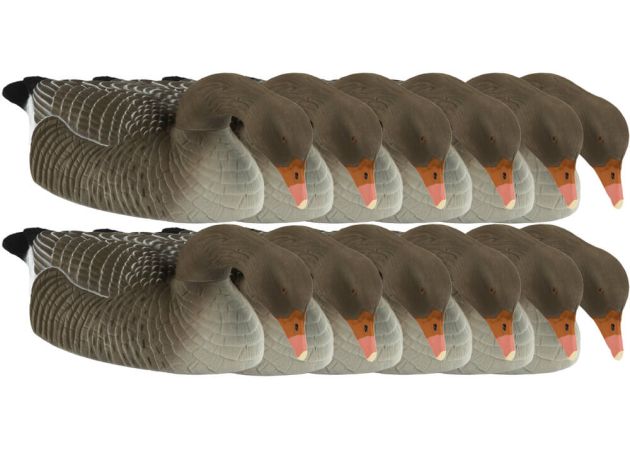 Decoy Greylag Goose Flocked Foraging Stackable 12-pack