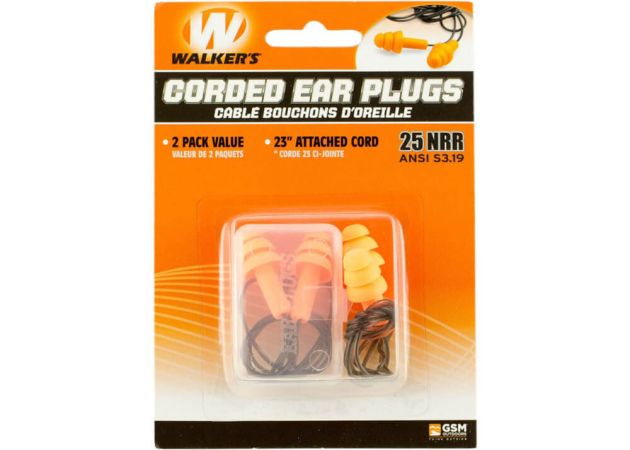 Ear Plugs Walker's Orange Soft Foam Corded 2-Pack