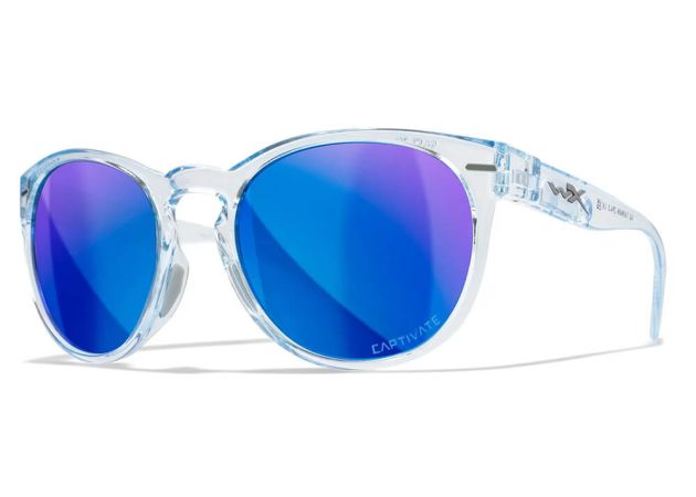 Glasses Wiley X Covert Captivate Polarized Blue Mirror Lenses Gloss Crystal Light Sapphire Blue Frame