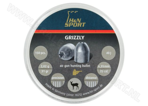 Luchtdrukkogeltjes H&N Grizzly 6.35 mm 31 grain