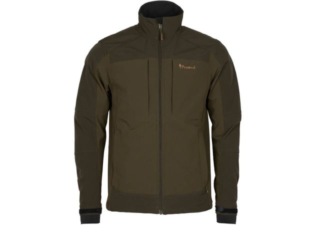 Jacket Pinewood Smaland Stretch Shell Dark Olive Suede Brown
