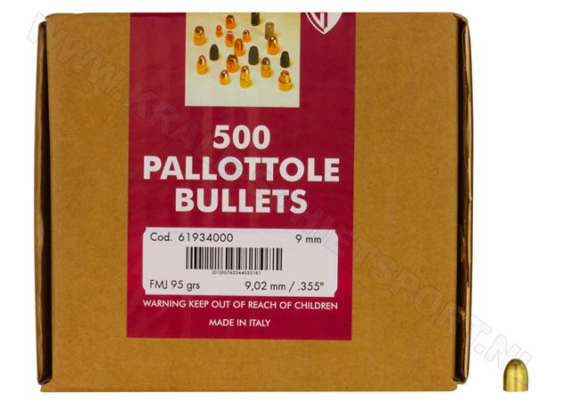 Kogelkoppen Fiocchi .355 FMJ RN 95 grain