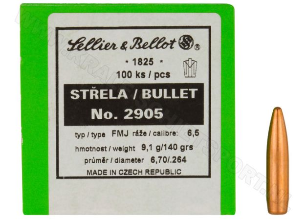 Kogelkoppen Sellier & Bellot .264 FMJ 140 grain