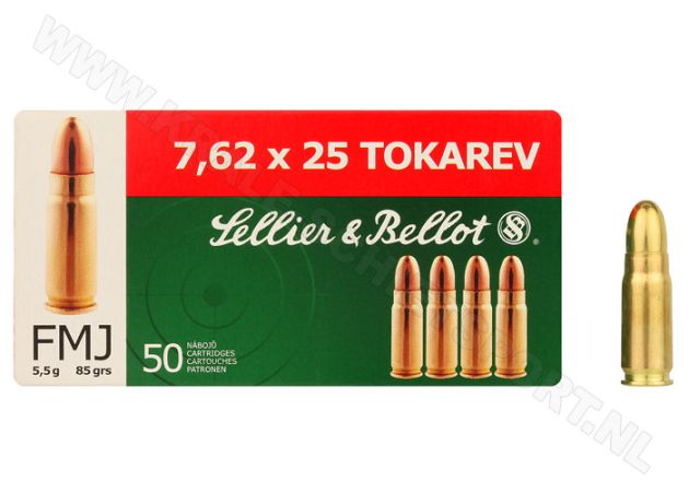 Kogelpatronen Sellier & Bellot 7.62x25 Tokarev FMJ 85 grain
