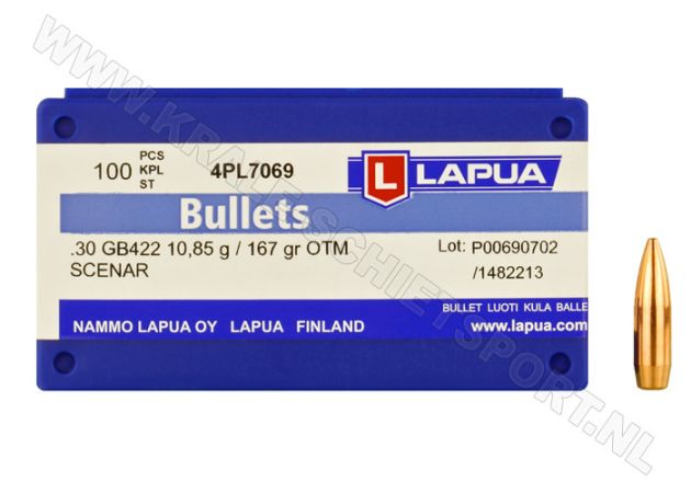 Kogelkoppen Lapua Scenar .30 OTM 167 grain