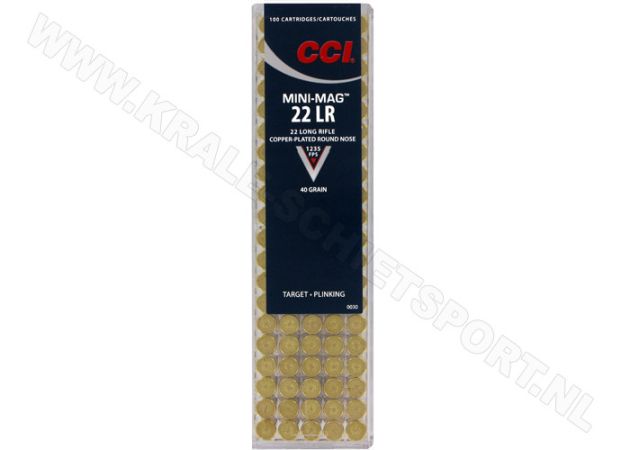 Kogelpatronen CCI Mini Mag HV .22 LR Copper Plated RN 40 Grain