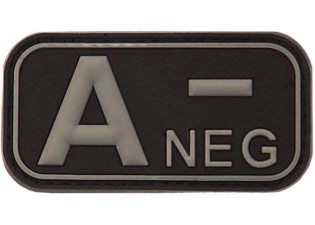 Patch 3D PVC Blood Type A- Negative Black