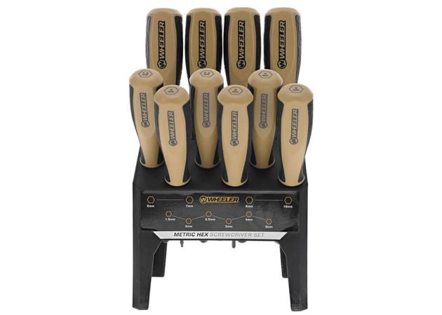 Screwdriver Set Wheeler Benchtop Metric Hex 10 Piece