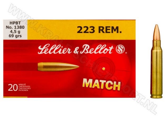 Kogelpatronen Sellier & Bellot Match .223 Rem HPBT 69 grain