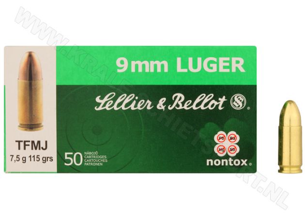 Kogelpatronen Sellier & Bellot TFMJ 9 mm 115 grain NonTox