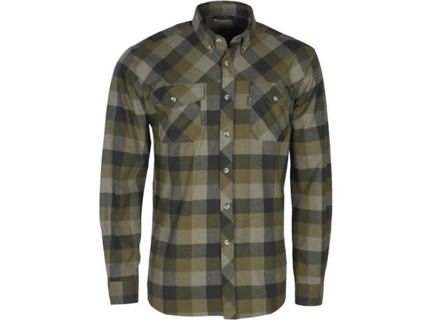 Overhemd Pinewood Lumbo Olive / Suede Brown