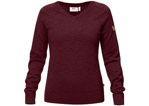 baseball Dusør Ambassadør Sweater Fjällräven Sörmland V-Neck Women Dark Garnet