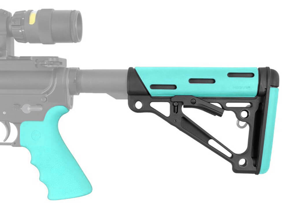 Stock Hogue AR15 OMCB Mil-Spec with grip Aqua